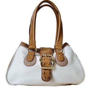 Gianni Bini White Vegan Leather Buckle Bag, White Purse